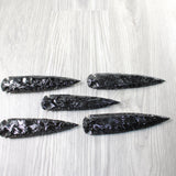 5 Obsidian Ornamental Spearheads  #7758     Arrowhead