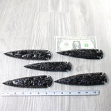 5 Obsidian Ornamental Spearheads  #7758     Arrowhead