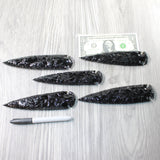 5 Obsidian Ornamental Spearheads  #7758     Arrowhead