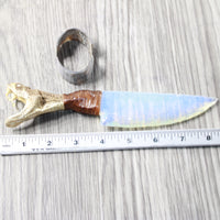 Rattlesnake Head Handle Opalite Blade Ornamental Knife #4858     Mountain Man Knife