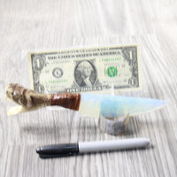 Rattlesnake Head Handle Opalite Blade Ornamental Knife #4858     Mountain Man Knife