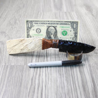 Moose Antler Handle Obsidian Blade Ornamental Knife #1548 Mountain Man Knife