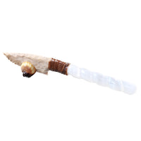 Selenite Spiral Handle Stone Blade Ornamental Knife #8858    Mountain Man Knife