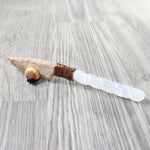 Selenite Spiral Handle Stone Blade Ornamental Knife #8858    Mountain Man Knife