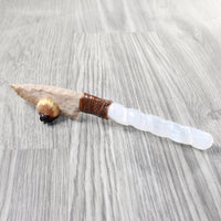 Selenite Spiral Handle Stone Blade Ornamental Knife #8858    Mountain Man Knife