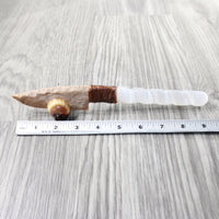Selenite Spiral Handle Stone Blade Ornamental Knife #8858    Mountain Man Knife