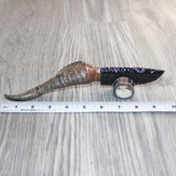 Goat Horn Handle Obsidian Blade Ornamental Knife #22566  Mountain Man Knife