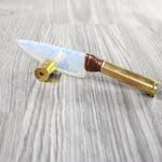50 Cal Shell Casing Handle Opalite Blade Ornamental Knife #9958     Mountain Man Knife