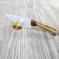 50 Cal Shell Casing Handle Opalite Blade Ornamental Knife #9958     Mountain Man Knife