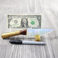 50 Cal Shell Casing Handle Opalite Blade Ornamental Knife #9958     Mountain Man Knife