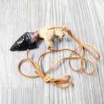Grapevine Wood Handle Obsidian Blade Knife Necklace  #5958  Mountain Man Necklace