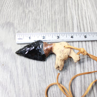 Grapevine Wood Handle Obsidian Blade Knife Necklace  #5958  Mountain Man Necklace