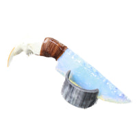 Beaver Jaw Handle Opalite Blade Ornamental Knife #8958     Mountain Man Knife