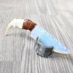 Beaver Jaw Handle Opalite Blade Ornamental Knife #8958     Mountain Man Knife