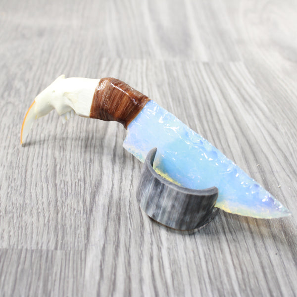 Beaver Jaw Handle Opalite Blade Ornamental Knife #8958     Mountain Man Knife