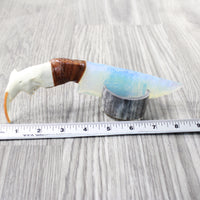 Beaver Jaw Handle Opalite Blade Ornamental Knife #8958     Mountain Man Knife