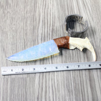 Beaver Jaw Handle Opalite Blade Ornamental Knife #8958     Mountain Man Knife