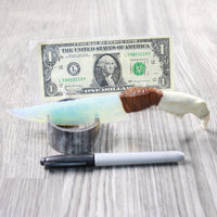 Beaver Jaw Handle Opalite Blade Ornamental Knife #8958     Mountain Man Knife