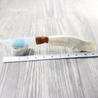 Deer Jaw Handle Opalite Blade Ornamental Knife #8958     Mountain Man Knife