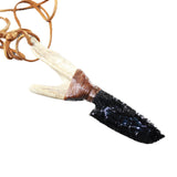 Antler Handle Obsidian  Blade Knife Necklace  #5158  Mountain Man Necklace
