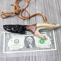 Antler Handle Obsidian  Blade Knife Necklace  #5158  Mountain Man Necklace