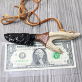 Antler Handle Obsidian  Blade Knife Necklace  #5158  Mountain Man Necklace