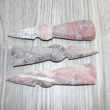 3 Stone Ornamental Tomahawk Heads #066    Agate Jasper Ax Axe Hatchet