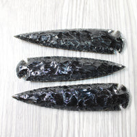3 Obsidian Ornamental Spearheads  #9158     Arrowhead