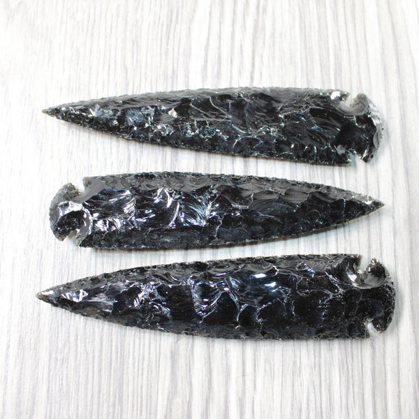 3 Obsidian Ornamental Spearheads  #9158     Arrowhead