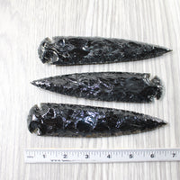 3 Obsidian Ornamental Spearheads  #9158     Arrowhead