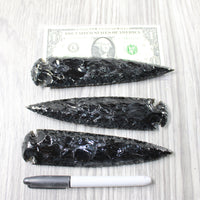 3 Obsidian Ornamental Spearheads  #9158     Arrowhead