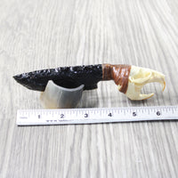 Muskrat Skull Handle Obsidian Blade Ornamental Knife #3158  Mountain Man Knife