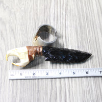 Muskrat Skull Handle Obsidian Blade Ornamental Knife #3158  Mountain Man Knife