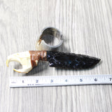 Muskrat Skull Handle Obsidian Blade Ornamental Knife #3158  Mountain Man Knife