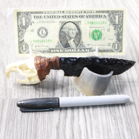Muskrat Skull Handle Obsidian Blade Ornamental Knife #3158  Mountain Man Knife