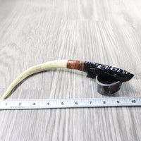 Reindeer Antler Handle Obsidian Blade Ornamental Knife #1158  Mountain Man Knife