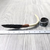 Reindeer Antler Handle Obsidian Blade Ornamental Knife #1158  Mountain Man Knife