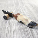 Deer Foot Handle Obsidian Blade Ornamental Knife #9258  Mountain Man Knife