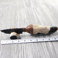 Deer Foot Handle Obsidian Blade Ornamental Knife #9258  Mountain Man Knife