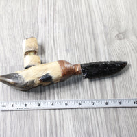 Deer Foot Handle Obsidian Blade Ornamental Knife #9258  Mountain Man Knife