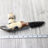 Deer Foot Handle Obsidian Blade Ornamental Knife #9258  Mountain Man Knife