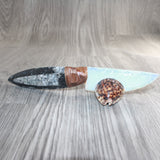 Orthoceras Fossil Handle Opalite Blade Ornamental Knife #06466     Mountain Man Knife