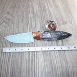 Orthoceras Fossil Handle Opalite Blade Ornamental Knife #06466     Mountain Man Knife