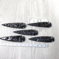 5 Obsidian Ornamental Spearheads  #9258     Arrowhead