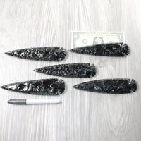5 Obsidian Ornamental Spearheads  #9258     Arrowhead