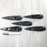 5 Obsidian Ornamental Spearheads  #9258     Arrowhead