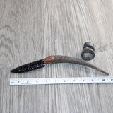Impala Horn Handle Obsidian Blade Ornamental Knife #05666 Mountain Man Knife
