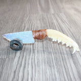 Red Fox Jaw Handle Opalite Blade Ornamental Knife #03166     Mountain Man Knife