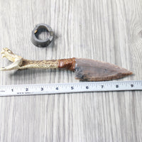 Rattlesnake Head Handle Stone Blade Ornamental Knife #4358    Mountain Man Knife