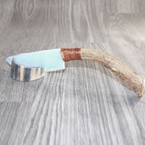Deer Antler Crown Handle Opalite Blade Ornamental Knife #10266     Mountain Man Knife